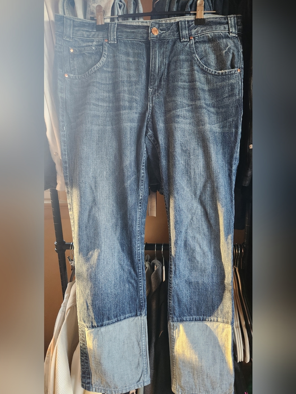 Guess Women's Straight Leg Two-Tone Blue Jeans
